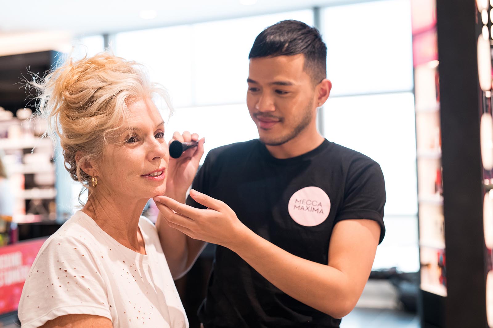 Professional makeup application at Mecca Maxima, Domestic Terminal, Brisbane Airport Professional makeup application at Mecca Maxima, Domestic Terminal, Brisbane Airport