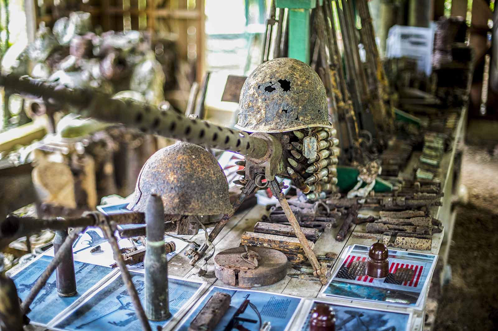 Barney Paulsen's collection of war relics at the Peter Joseph WWII Museum, Munda, Solomon Islands