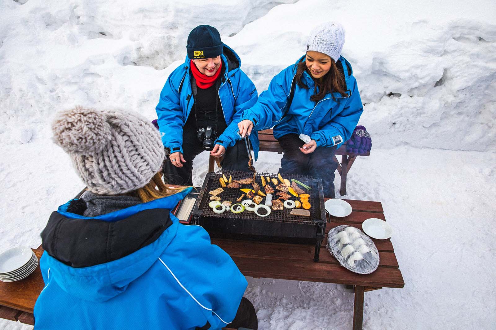 Barbecue lunch after a snowmobile tour in Hokkaido, Japan | Winter in Sapporo