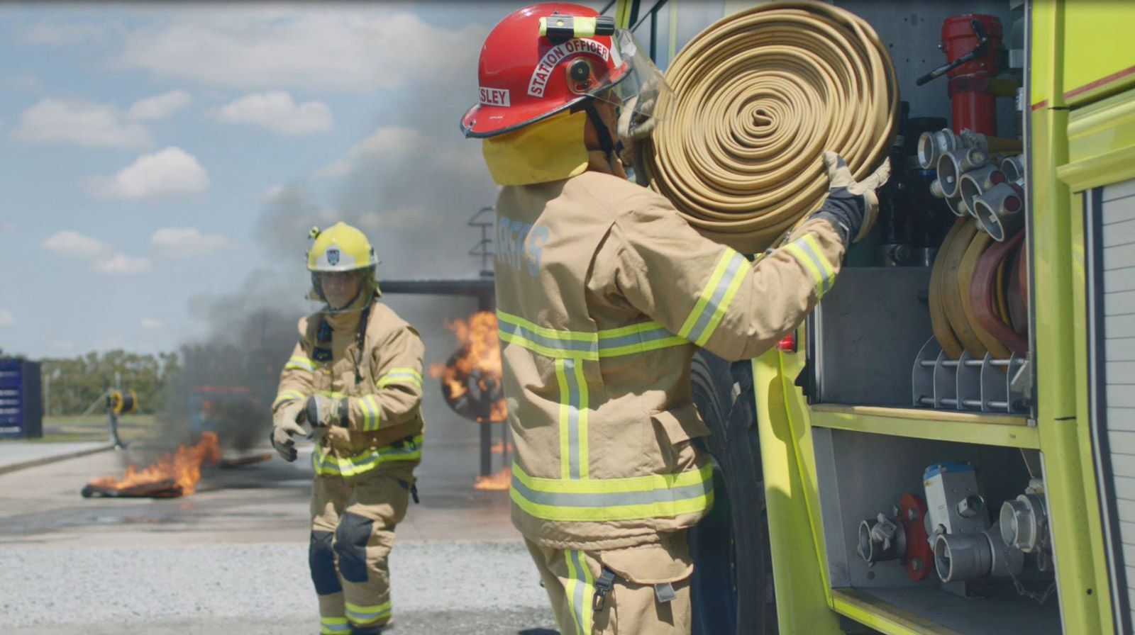 Regular exercises and drills are a big part of the job for Aviation Fire Fighters