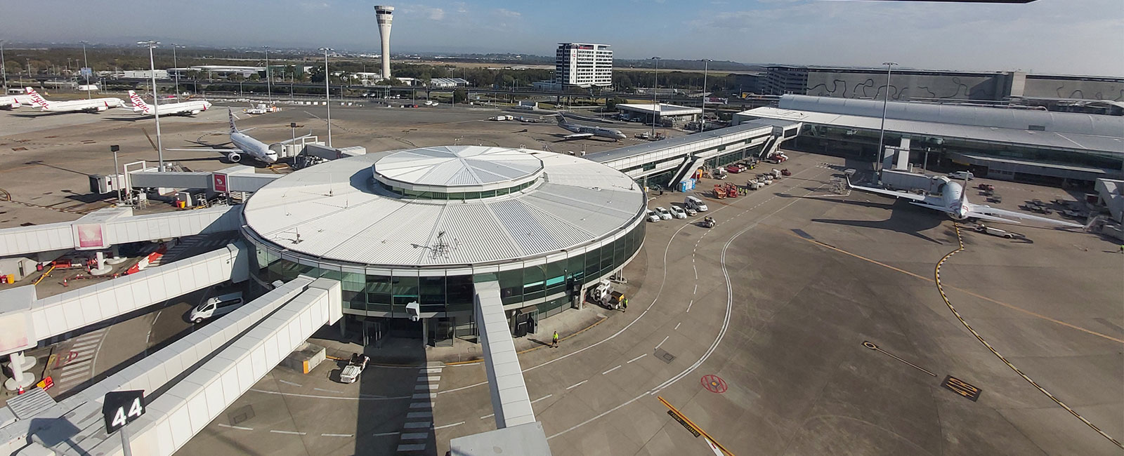 View from the top of the lighting poles at Brisbane Airport View from the top of the lighting poles at Brisbane Airport