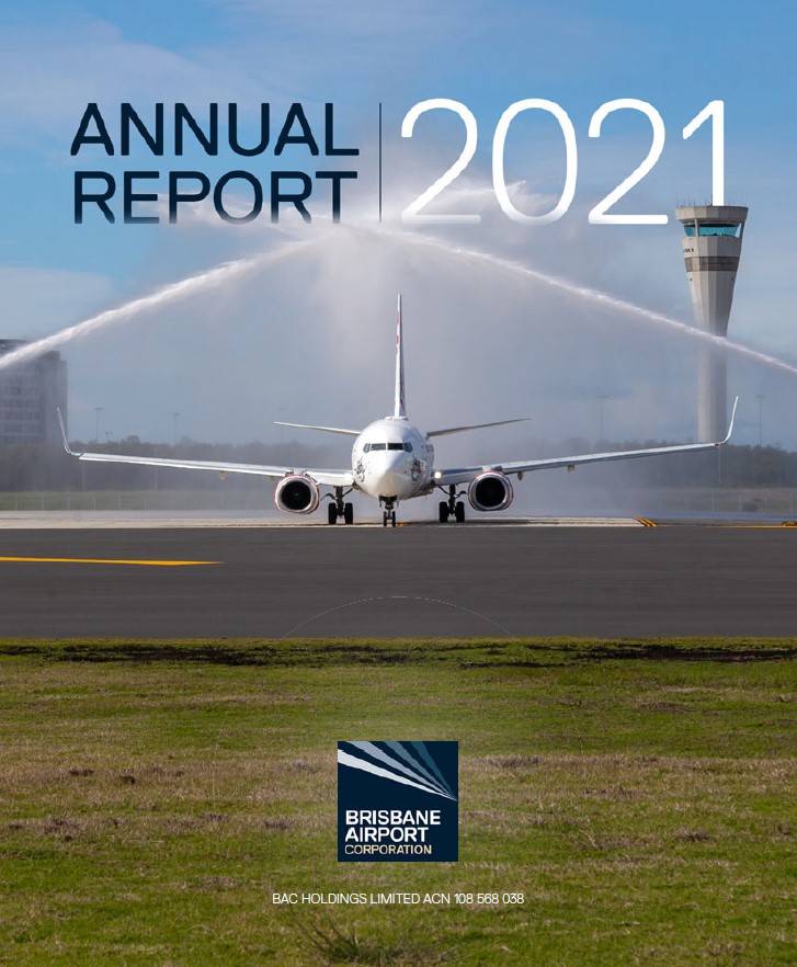 BAC Annual Report 2021 - Cover Image of plane on new runway
