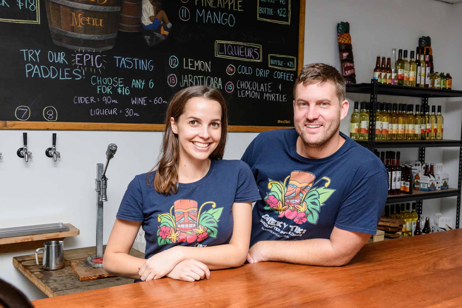 Zoe Young and Josh Phillips use fresh fruit from their own farm at Ohana Cider House, Bundaberg | Blend your own rum in Bundaberg