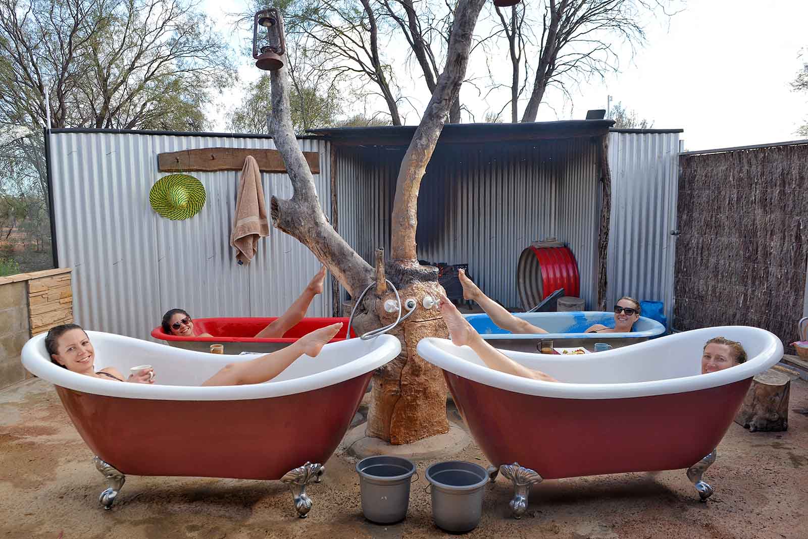Girls relaxing at Eulo Mudbaths on the way to Birdsville from Brisbane | A bird's eye view of Birdsville Girls relaxing at Eulo Mudbaths on the way to Birdsville from Brisbane | A bird's eye view of Birdsville