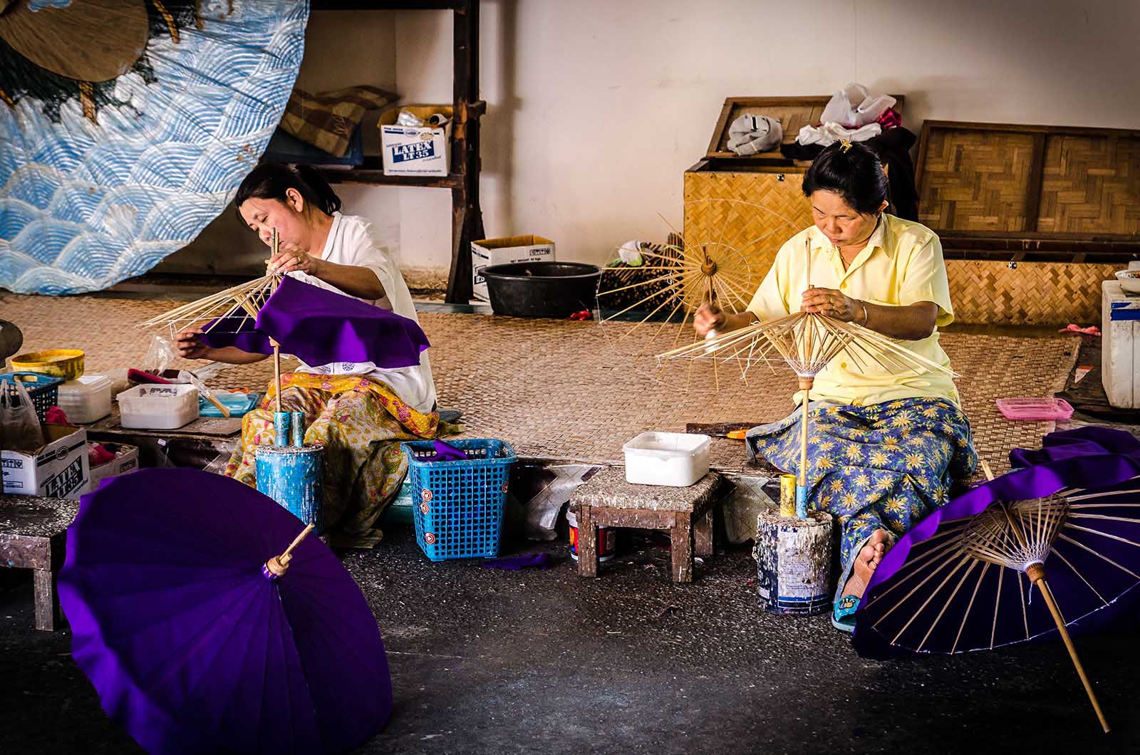 Making umbrellas in Bor Sang Village, Thailand