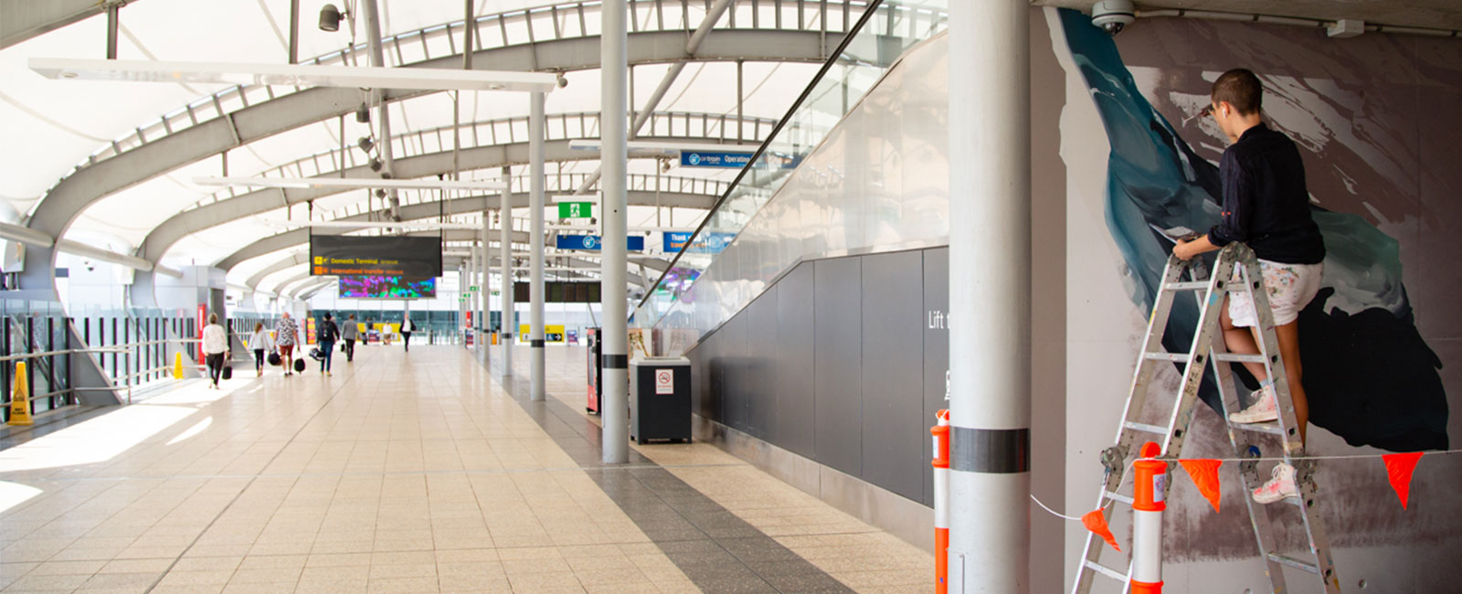 Emily Devers Mural Installation at Brisbane Airport- Visualising AI