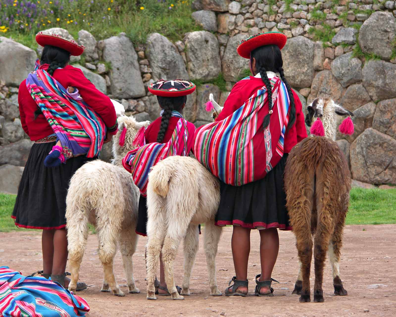 Peruvian Girls with Alpacas