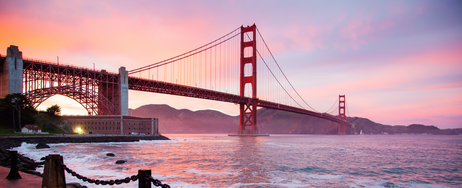 Golden Gate Bridge at sunset, San Francisco 