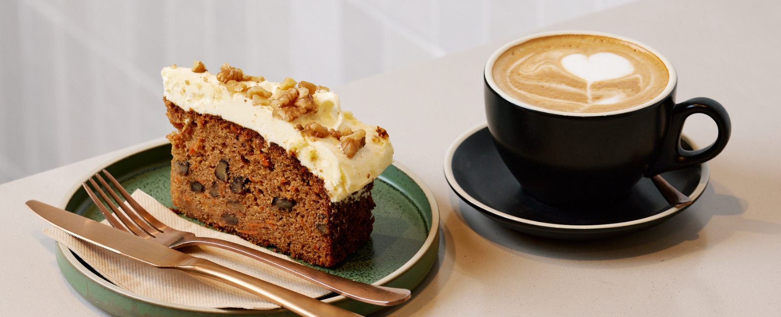 Carrot cake and coffee at Bound