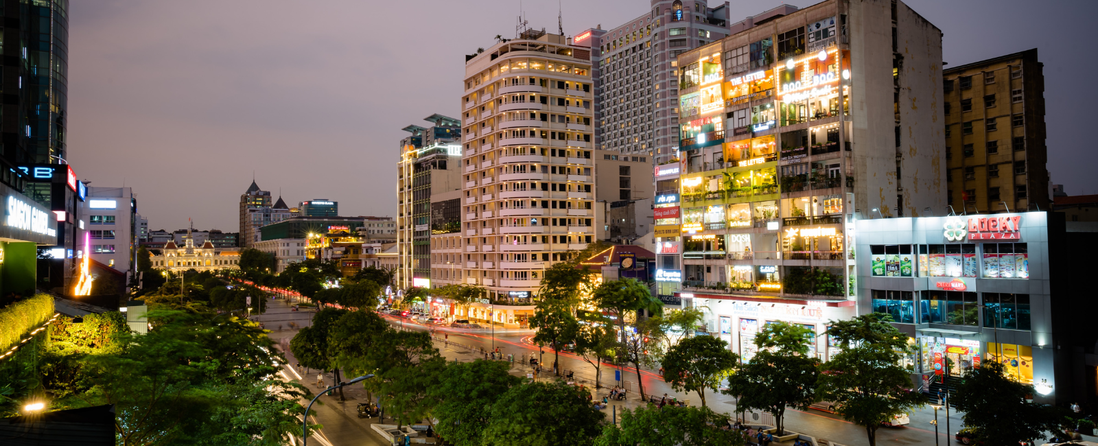 View of street and buildings in Ho Chi Minh