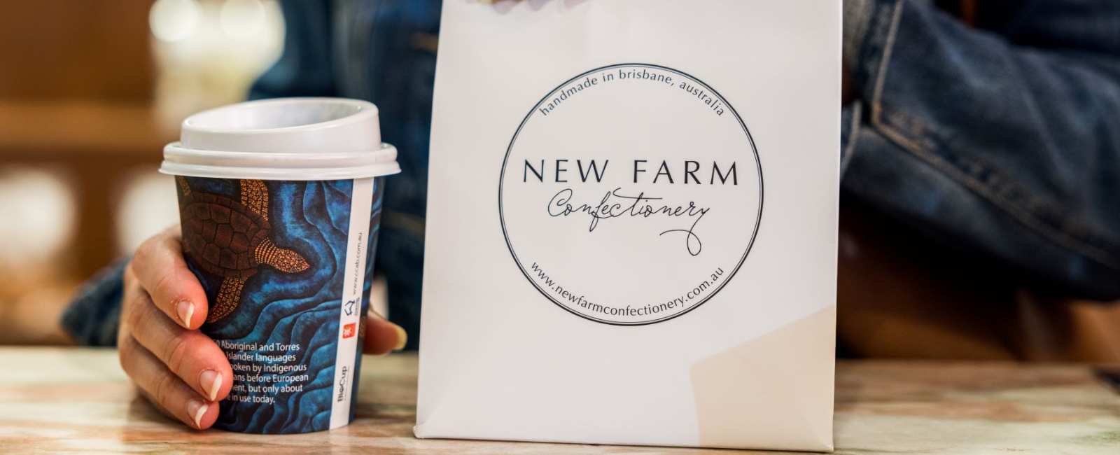 Takeaway coffee from New Farm Confectionery
