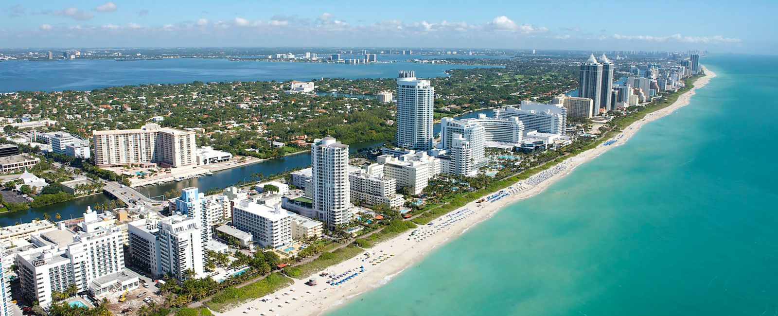 View of high-rise buildings and beaches in Miami