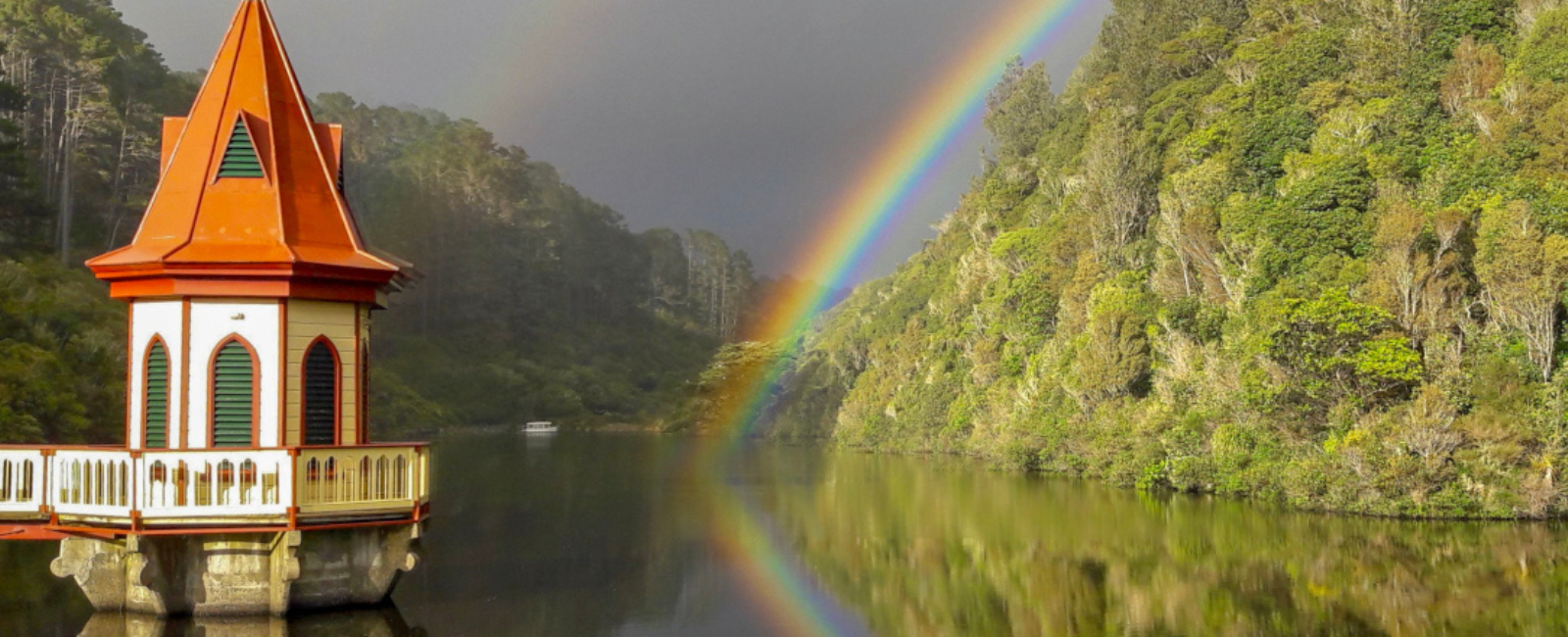 ZEALANDIA lake and rainbow