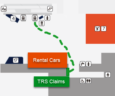 A map showing the location of the TRS desk A map showing the location of the TRS desk