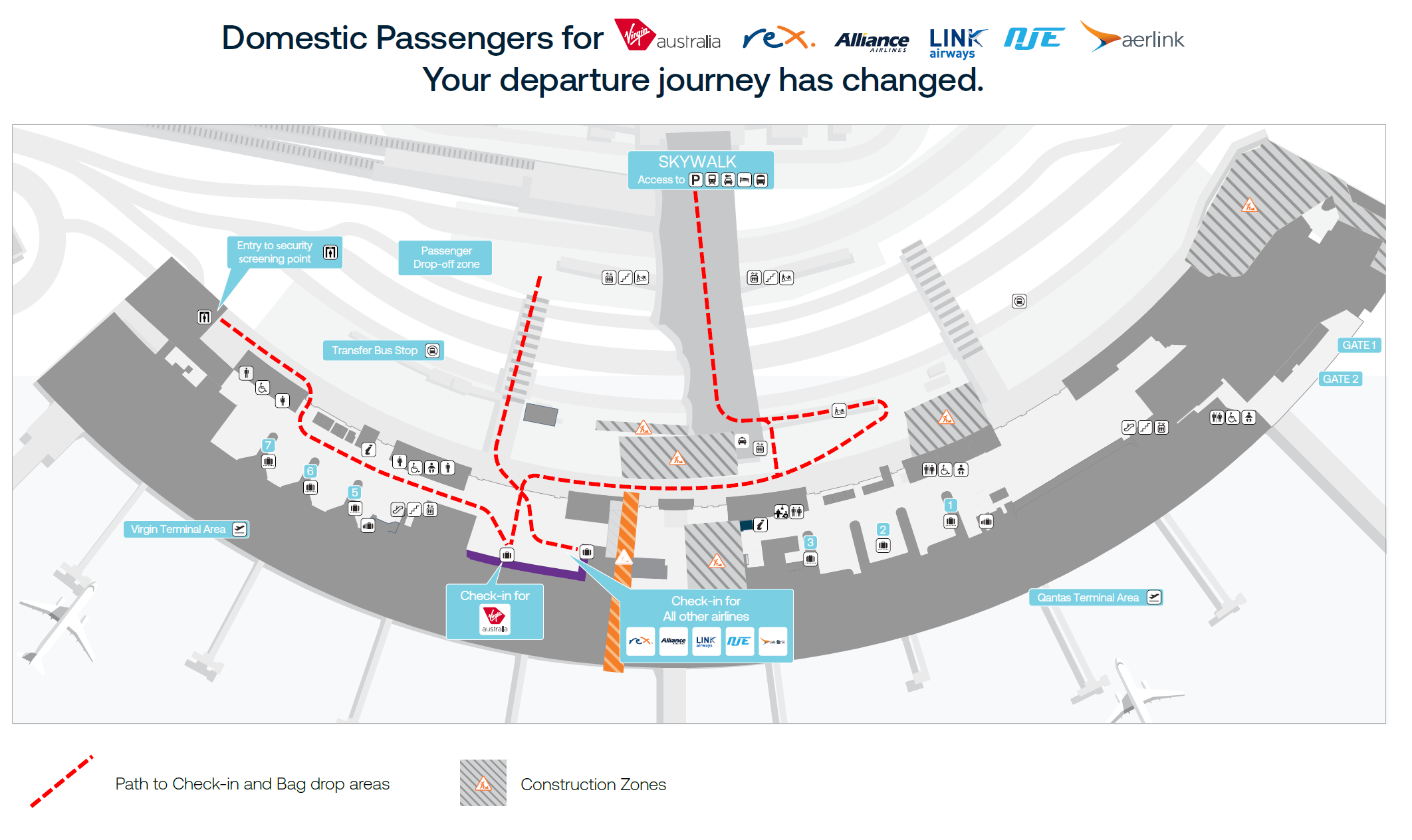 Map for Domestic Terminal July 2025