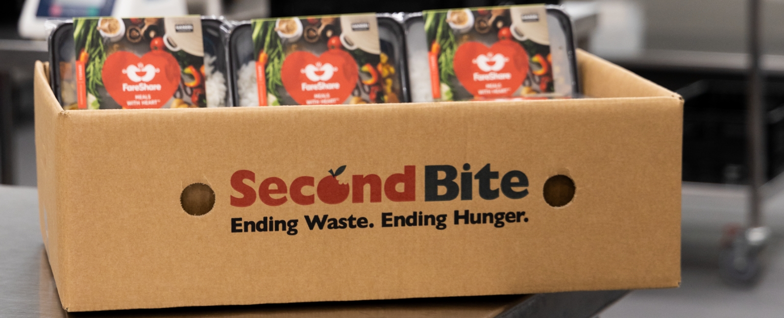 SecondBite packaging with FareShare food SecondBite packaging with FareShare food