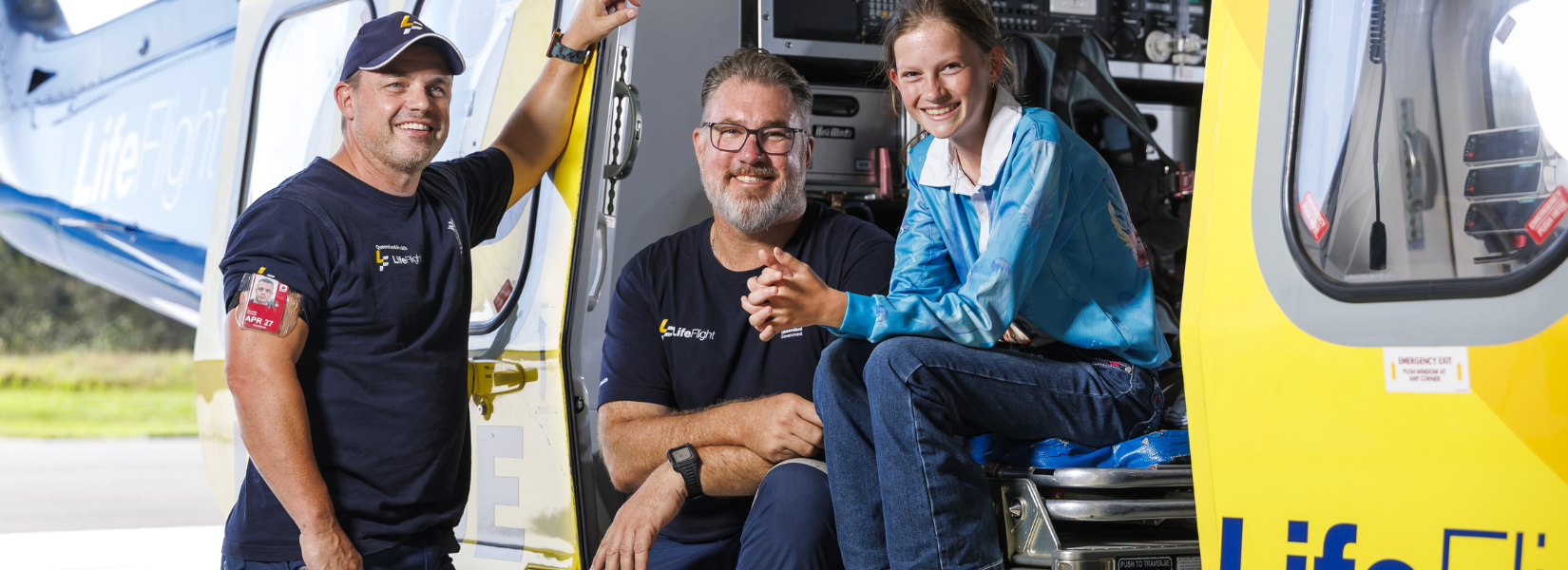 Felicity Kennedy with her LifeFlight rescuers