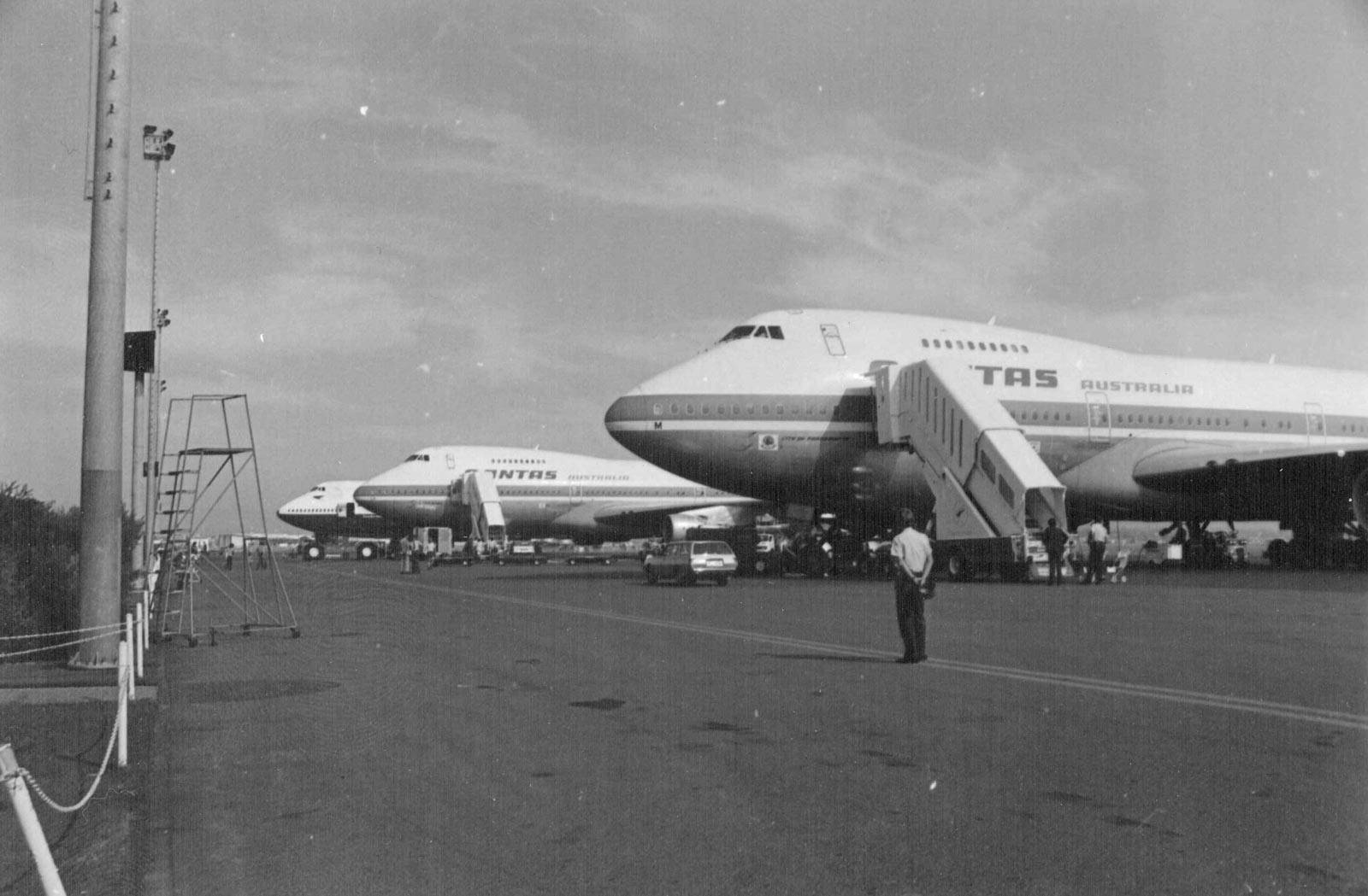 Qantas aircraft at old Eagle Farm Airport in 1960s
