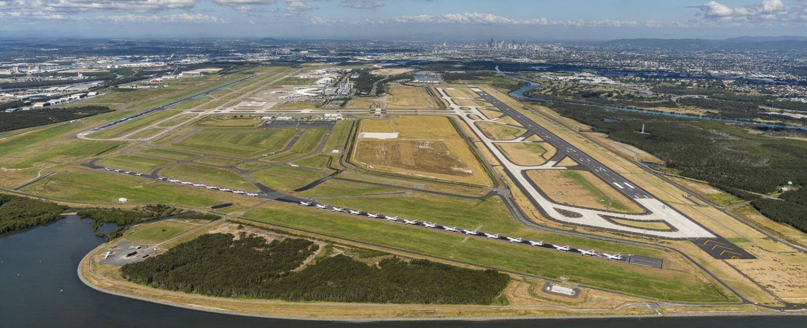 April 2020 aerial of Brisbane's new runway