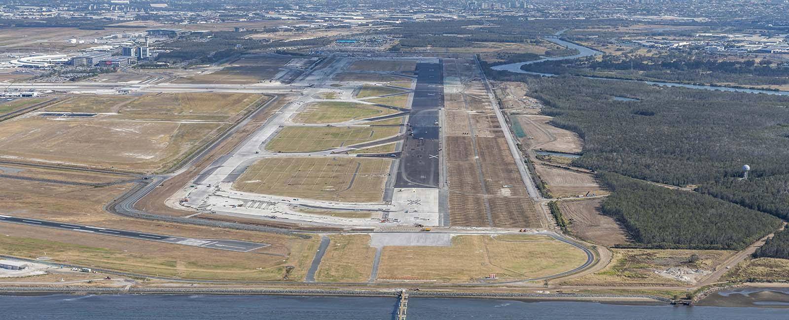 Aerial of Brisbane's new runway