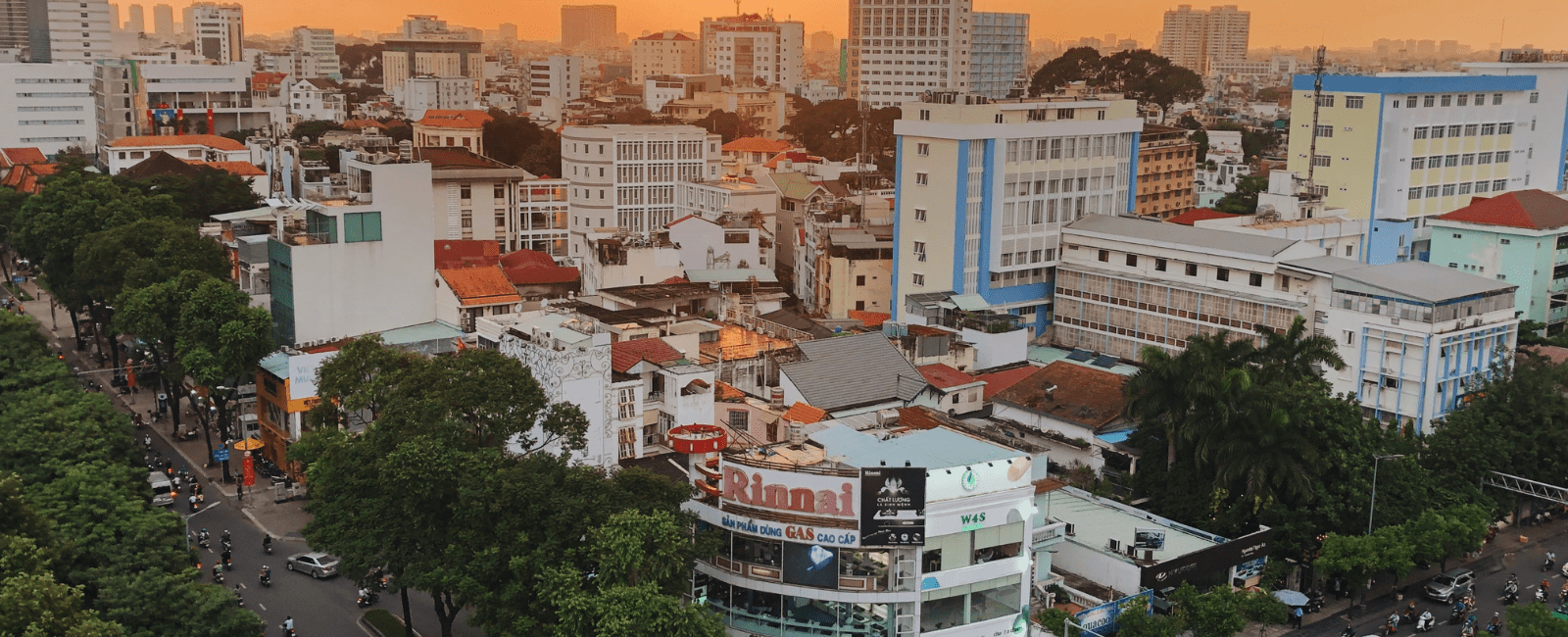 Ho Chi Minh buildings at sunset