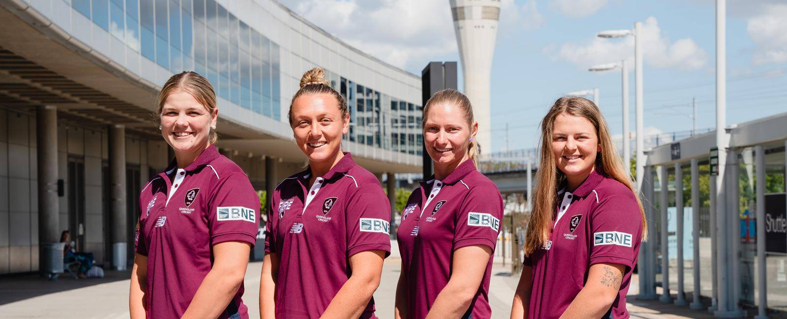 Queensland Fire players at Brisbane Airport