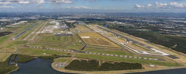 Brisbane Airport from the bay - April 2020