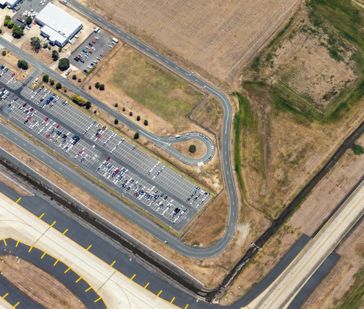 Aerial of the plane spotters loop at Brisbane Airport