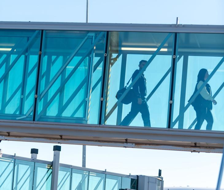 Passengers on aerobridge