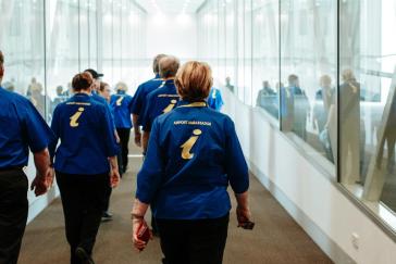 Airport Ambassadors on an aerobridge