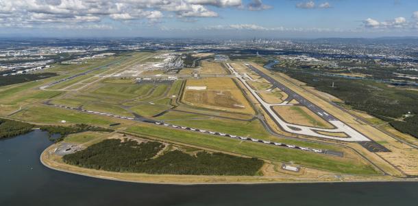 April 2020 aerial of Brisbane's new runway