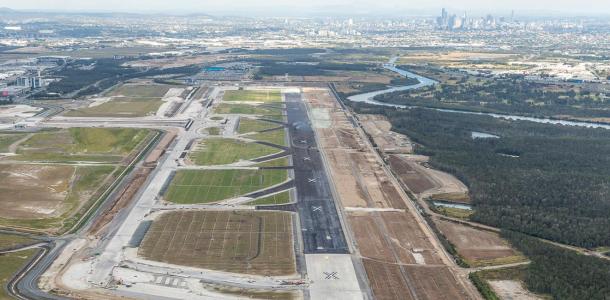 Aerial of Brisbane's new runway from July 2019