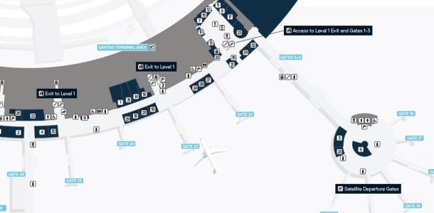 Brisbane Airport Domestic Terminal Level 2 Qantas Terminal Map