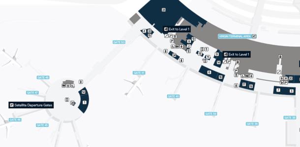 Brisbane Airport Domestic Terminal Level 2 Virgin Terminal Map