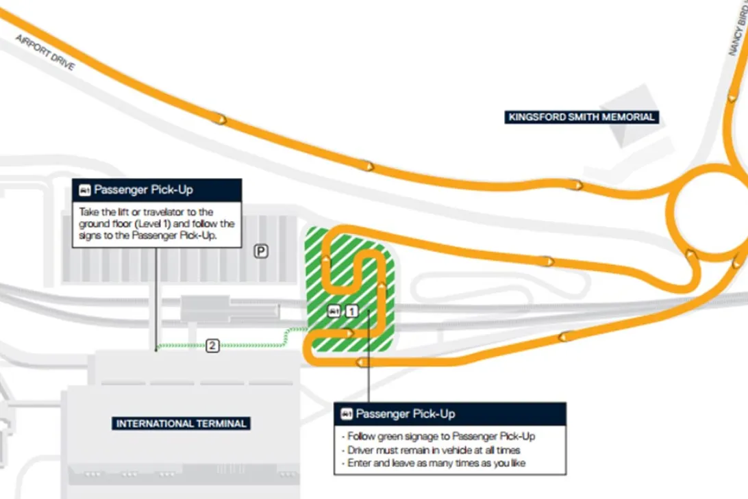 International Passenger Pick Up and Drop Off Map