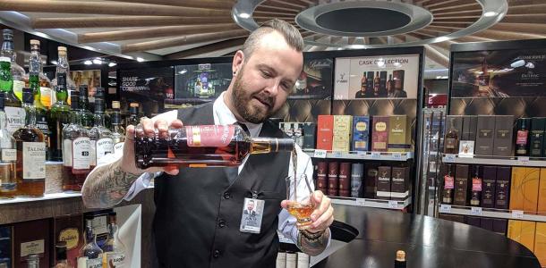 Shane Batchler, whisky specialist at Lotte Duty Free’s tasting bar, Brisbane Airport