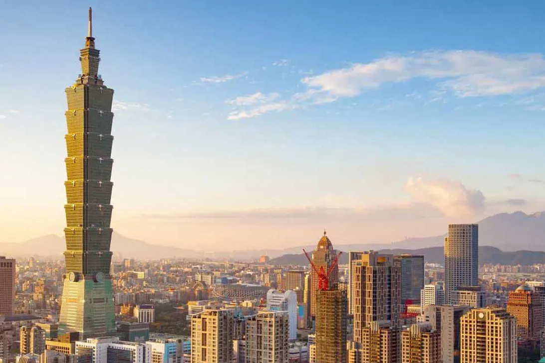 Temples and towers in Taipei Taiwan