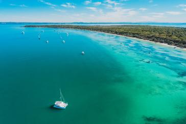 An aerial photo of Moreton Bay