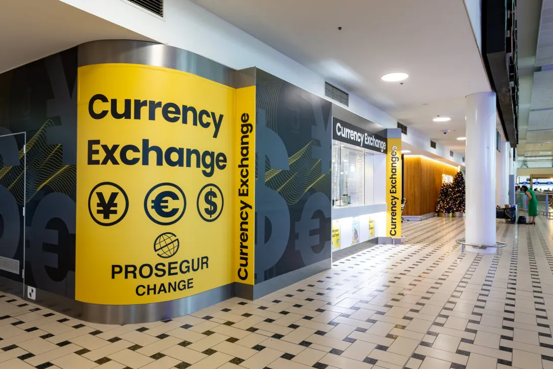 Prosegur Change shopfront on Level 2 of the International Terminal 