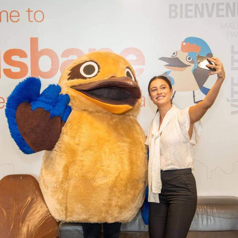 Get a selfie with Bluey at the Welcome Wall at the International Terminal Get a selfie with Bluey at the Welcome Wall at the International Terminal