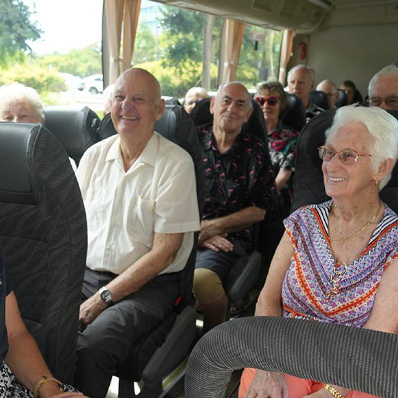 People on bus doing a tour of Brisbane Airport