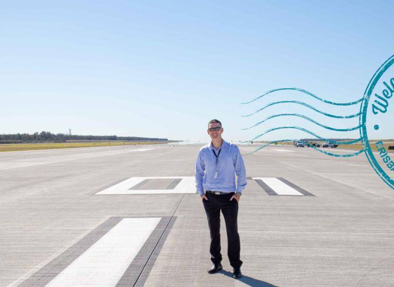 Michael Kerr on Brisbane Airport runway