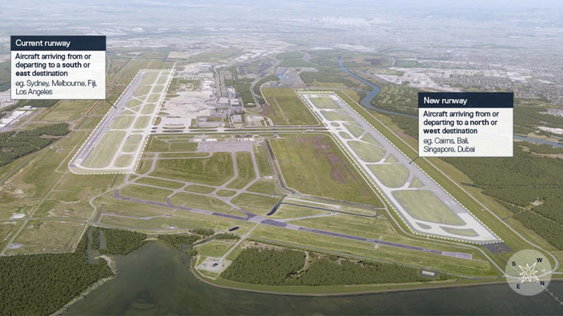 Brisbane airport map showing two runways Brisbane airport map showing two runways