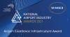 Award winner logo on blue background. National Airport Industry Awards 2021. Airport Excellence: Infrastructure Award